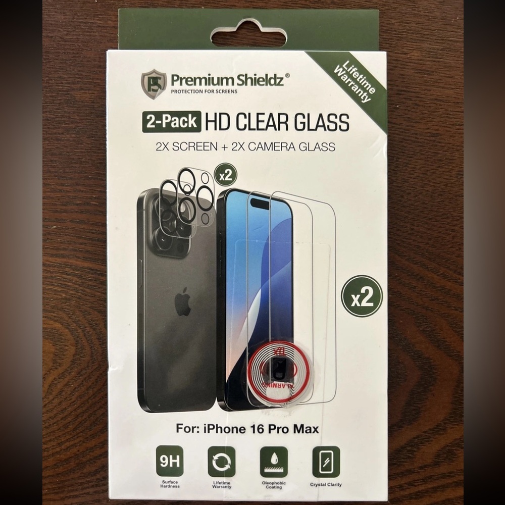 HD Clear Glass Screen Protector for iPhone 16 Pro Max - Black